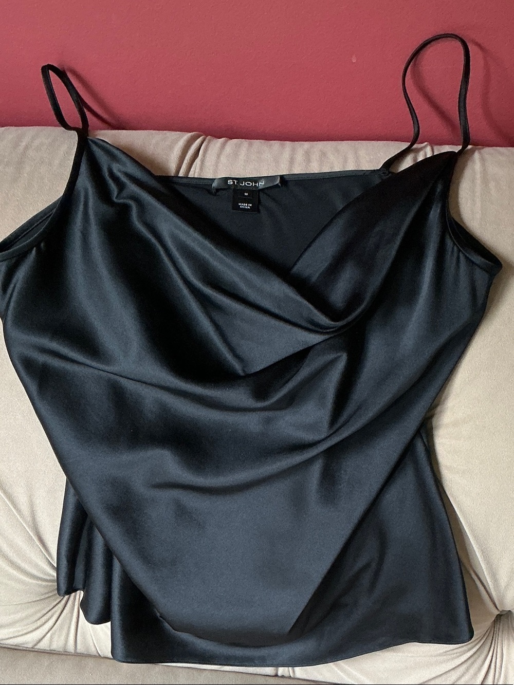 St. John Cowl-Neck Spaghetti Strap Camisole